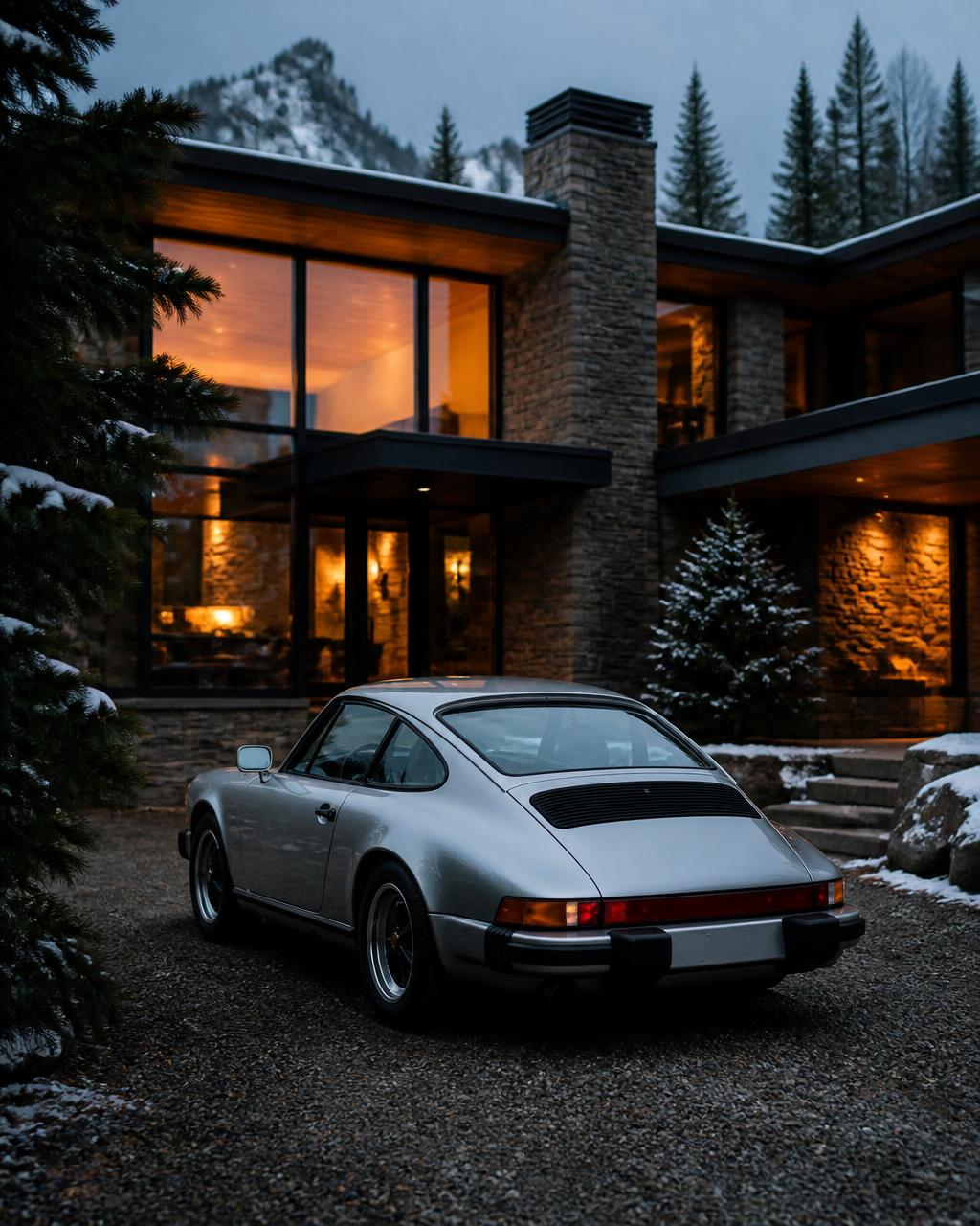 Classic Porsche at dusk